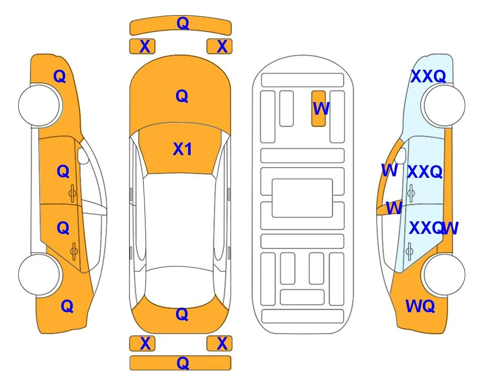 Схема кузова с отметками аукциона Lotte Auto Auction