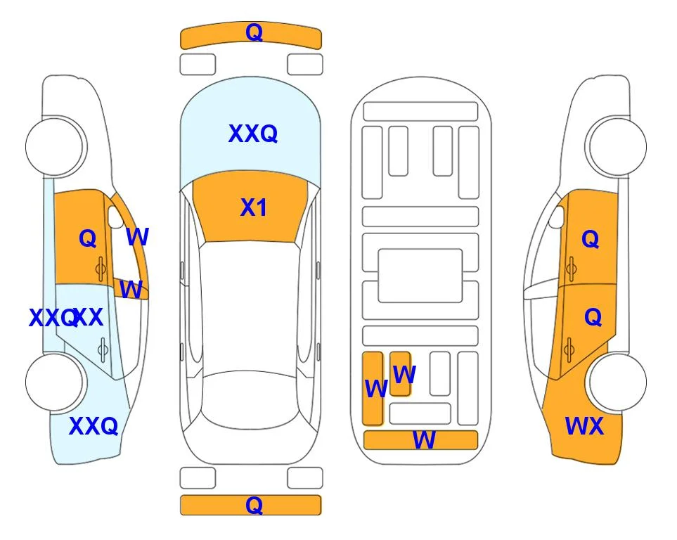 Body diagram with the marks of Lotte Auto Auction