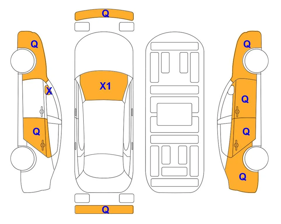 Схема кузова с отметками аукциона Lotte Auto Auction