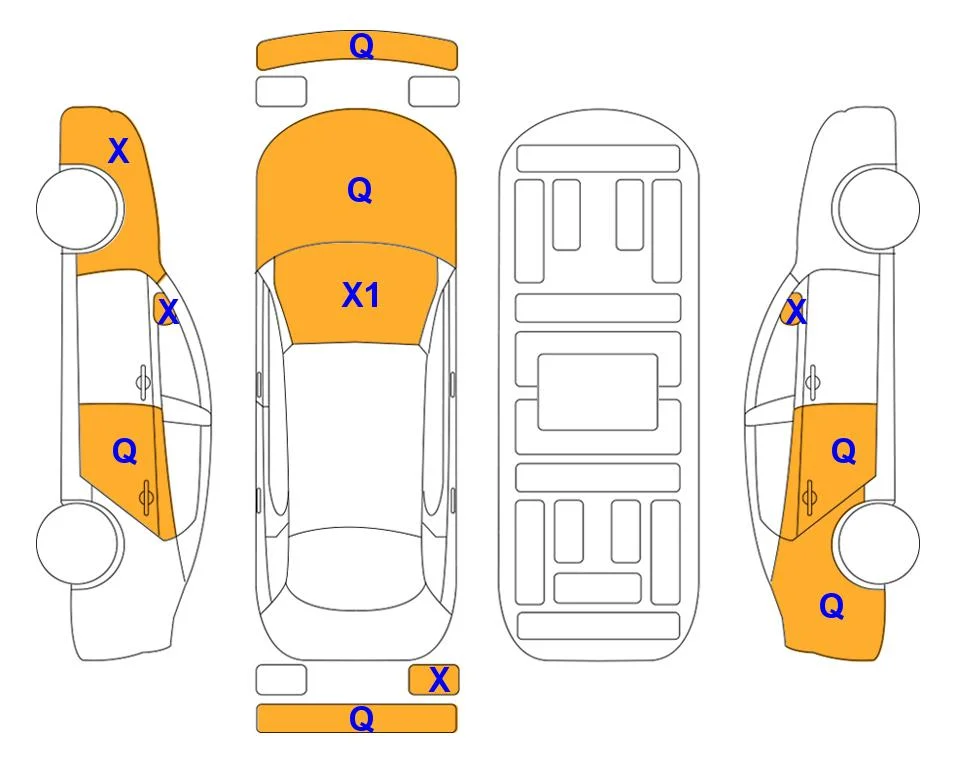 Схема кузова с отметками аукциона Lotte Auto Auction