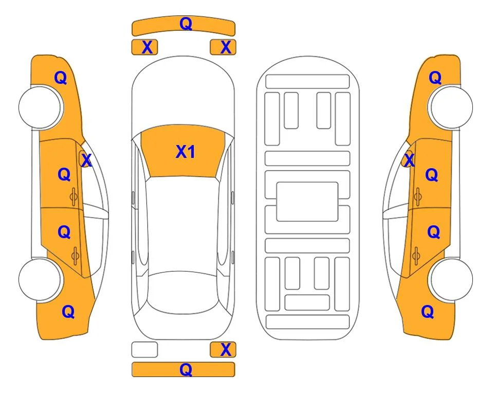 Схема кузова с отметками аукциона Lotte Auto Auction