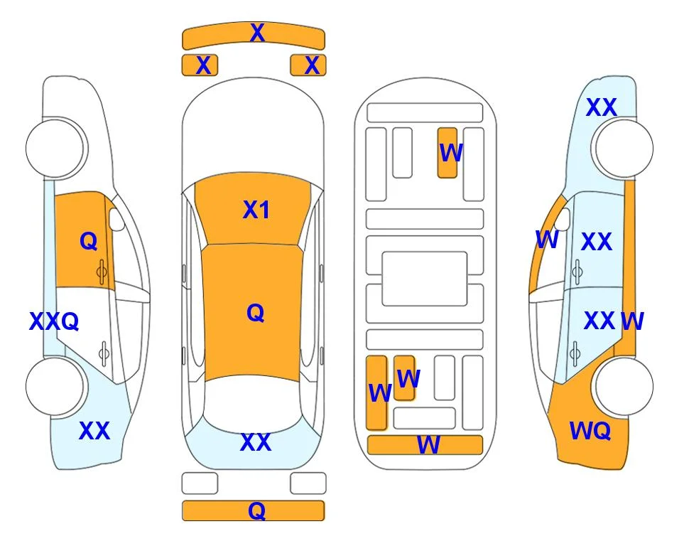 Схема кузова с отметками аукциона Lotte Auto Auction