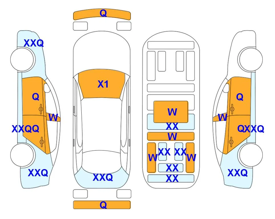 Body diagram with the marks of Lotte Auto Auction