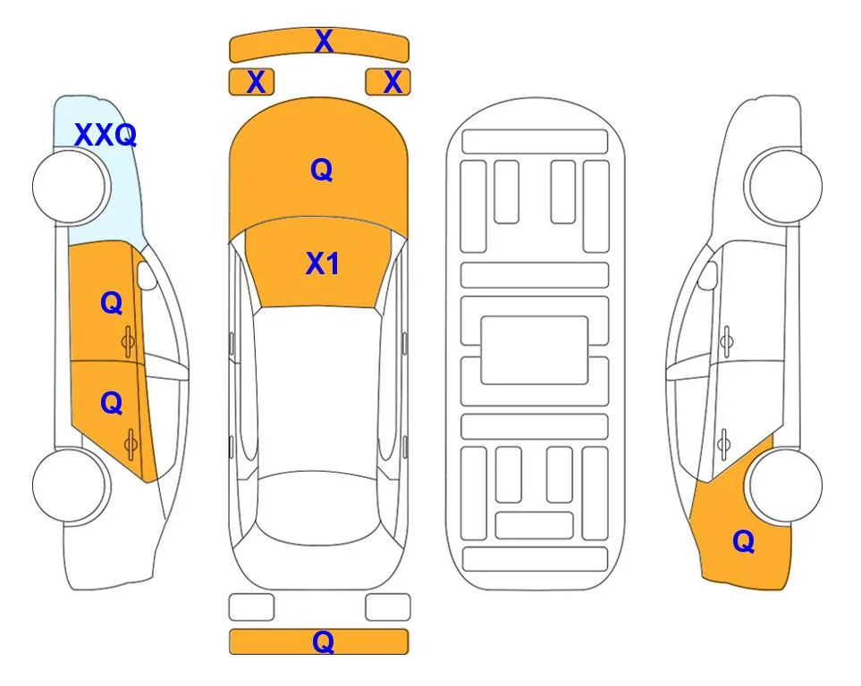 Схема кузова с отметками аукциона Lotte Auto Auction