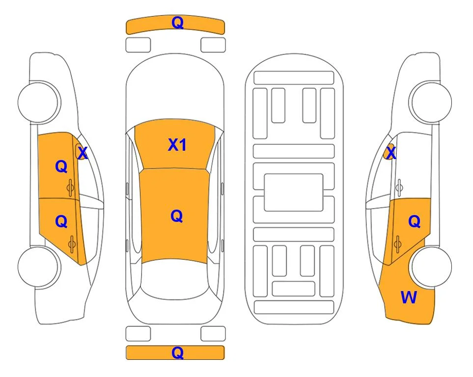 Схема кузова с отметками аукциона Lotte Auto Auction