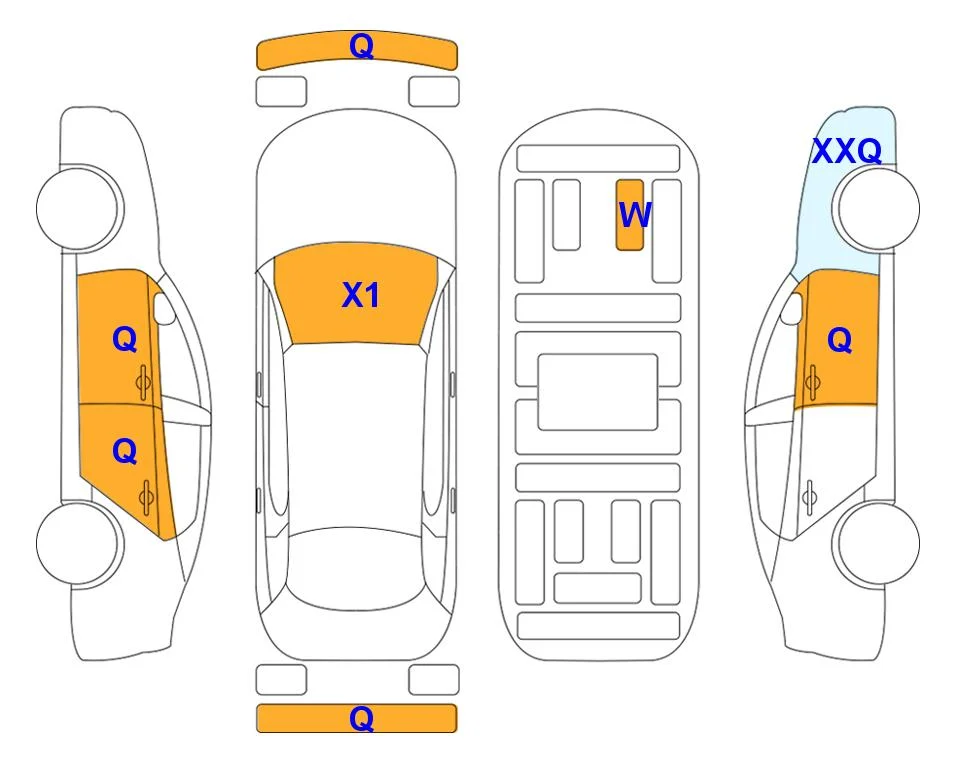 Схема кузова с отметками аукциона Lotte Auto Auction