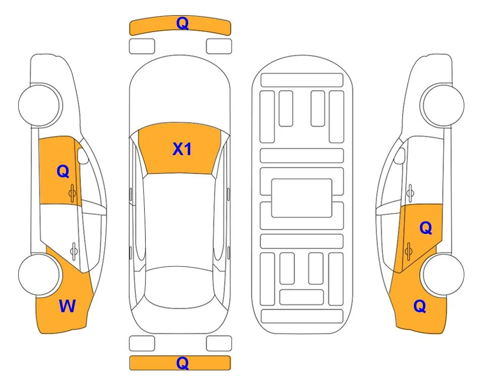Схема кузова с отметками аукциона Lotte Auto Auction