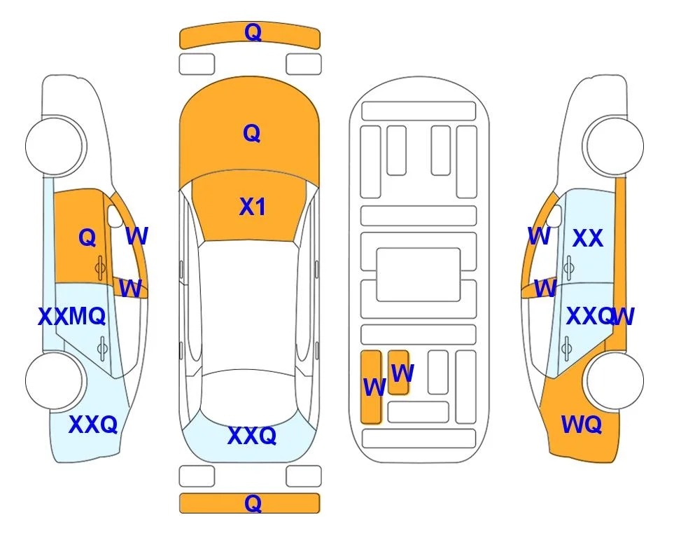 Body diagram with the marks of Lotte Auto Auction