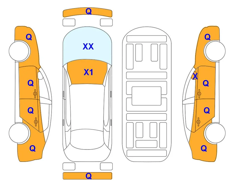 Схема кузова с отметками аукциона Lotte Auto Auction