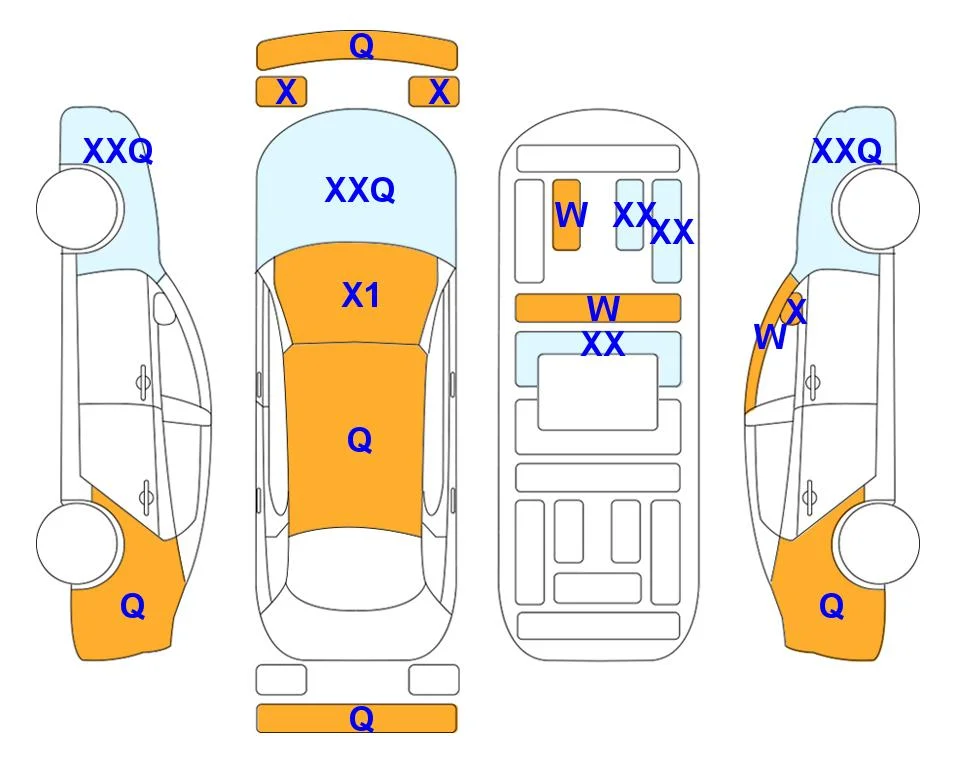 Схема кузова с отметками аукциона Lotte Auto Auction