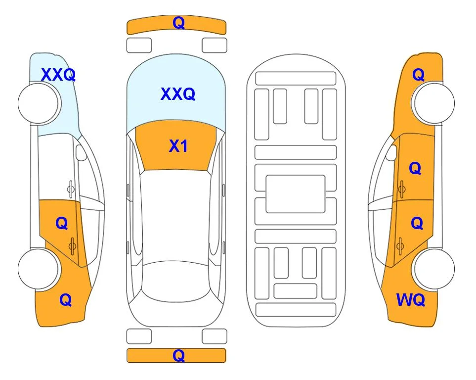Схема кузова с отметками аукциона Lotte Auto Auction