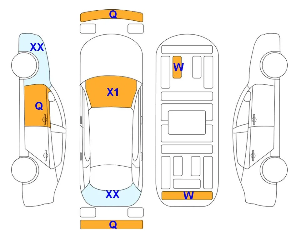 Body diagram with the marks of Lotte Auto Auction