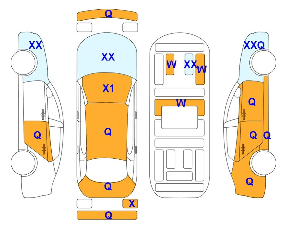 Схема кузова с отметками аукциона Lotte Auto Auction