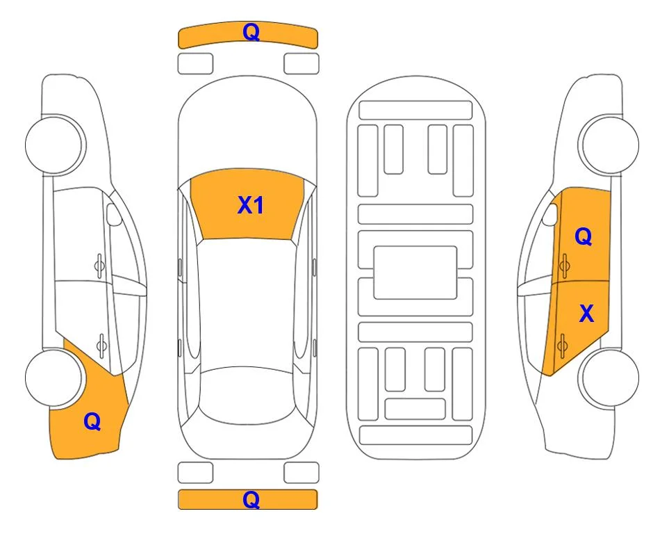 Схема кузова с отметками аукциона Lotte Auto Auction
