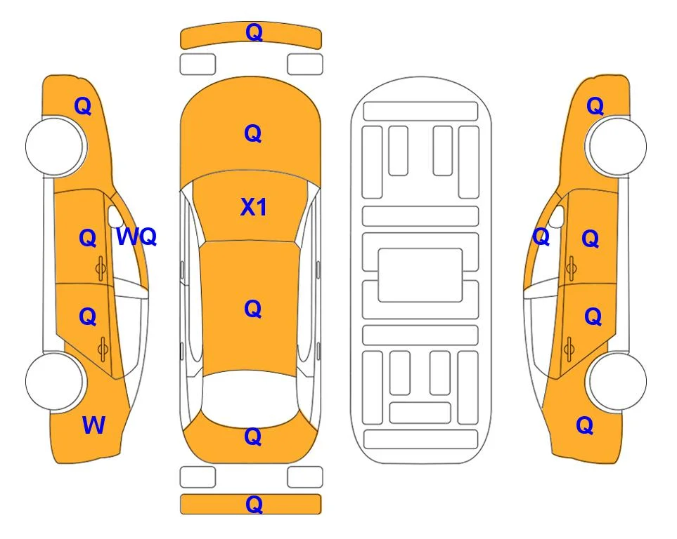 Схема кузова с отметками аукциона Lotte Auto Auction
