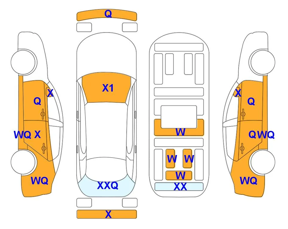 Body diagram with the marks of Lotte Auto Auction