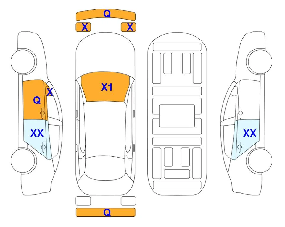 Схема кузова с отметками аукциона Lotte Auto Auction