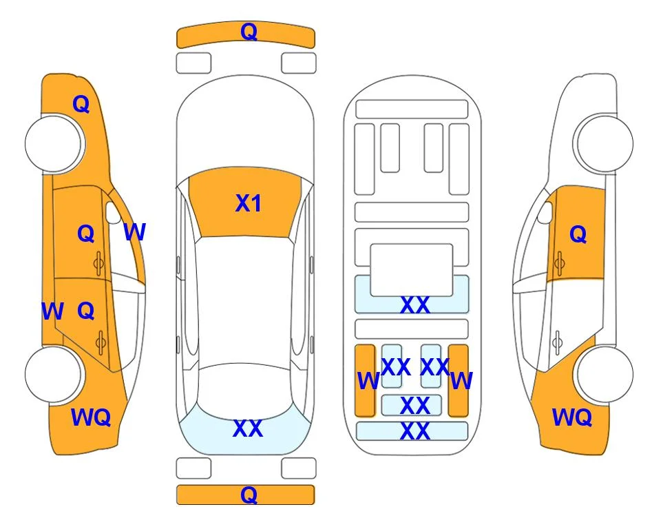 Схема кузова с отметками аукциона Lotte Auto Auction