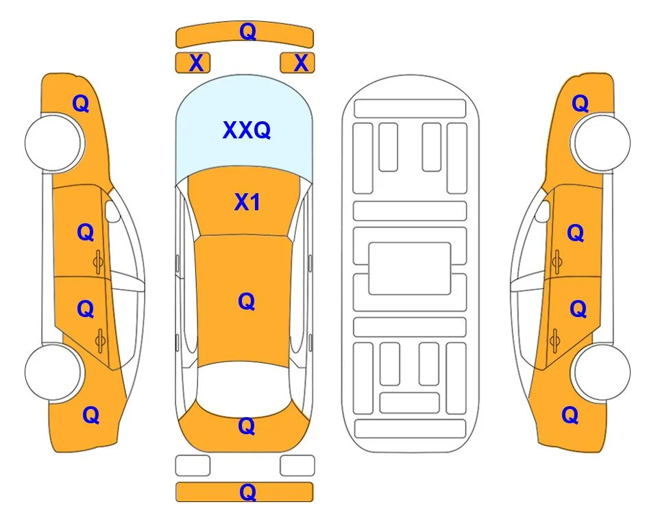 Схема кузова с отметками аукциона Lotte Auto Auction