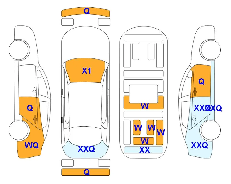 Схема кузова с отметками аукциона Lotte Auto Auction