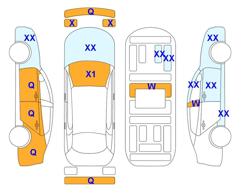 Схема кузова с отметками аукциона Lotte Auto Auction