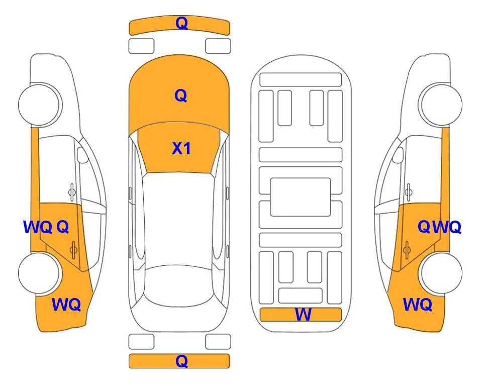 Схема кузова с отметками аукциона Lotte Auto Auction