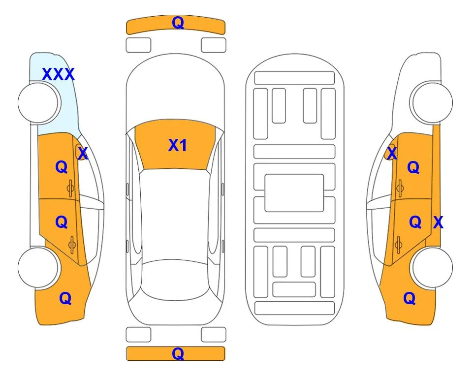 Схема кузова с отметками аукциона Lotte Auto Auction