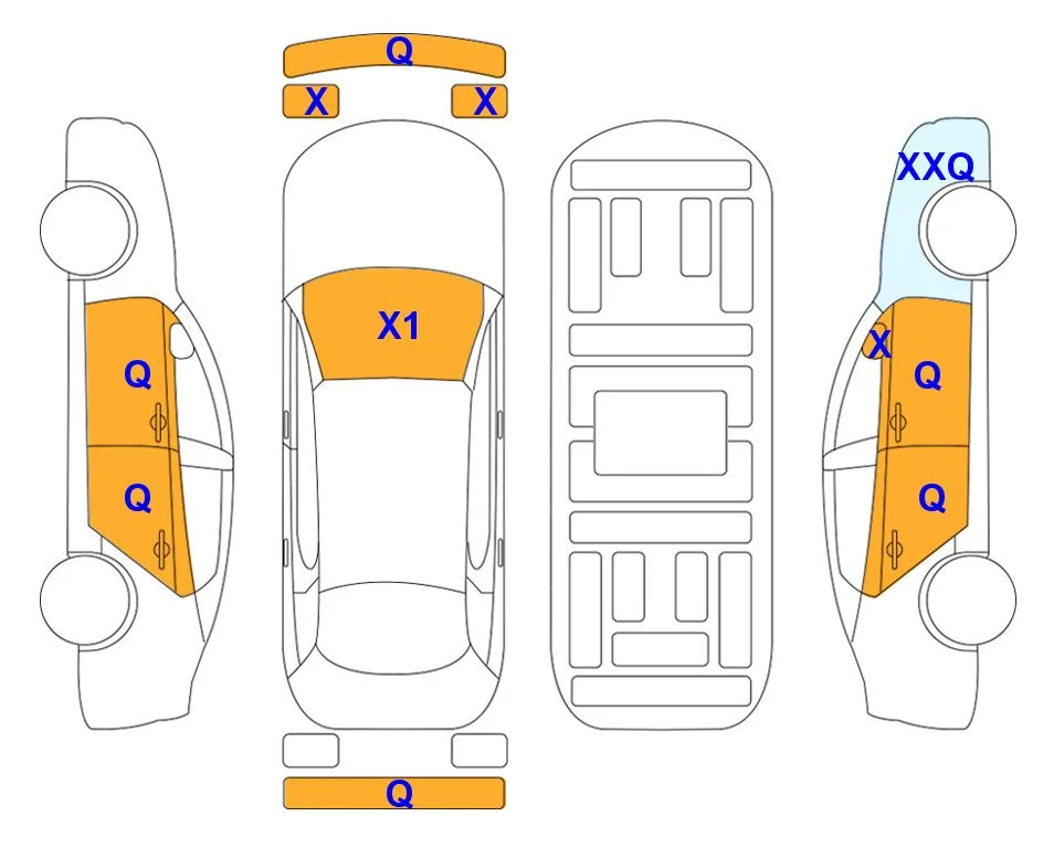 Body diagram with the marks of Lotte Auto Auction