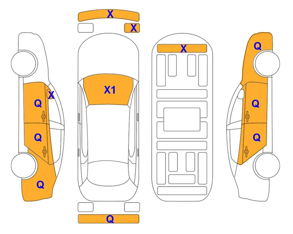 Body diagram with the marks of Lotte Auto Auction