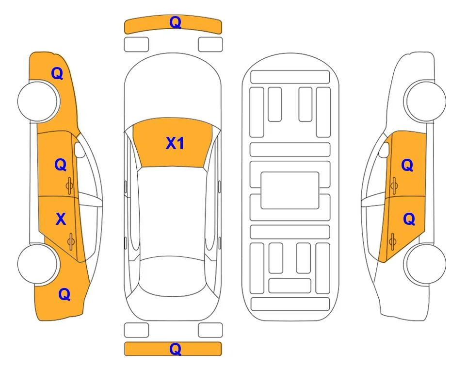 Схема кузова с отметками аукциона Lotte Auto Auction