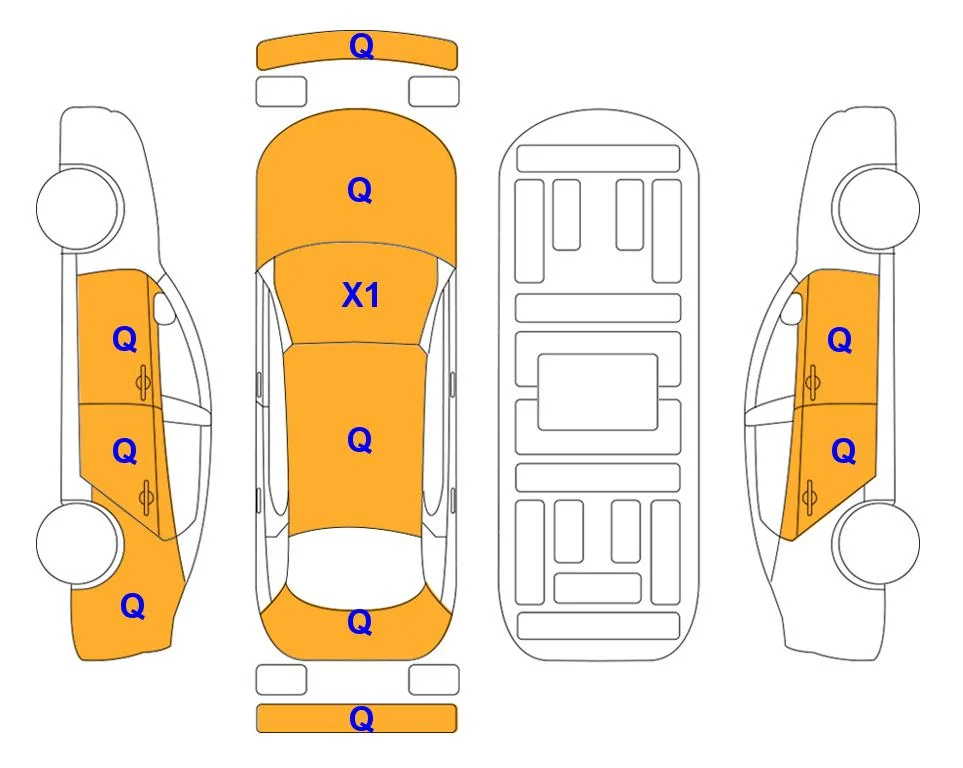 Body diagram with the marks of Lotte Auto Auction