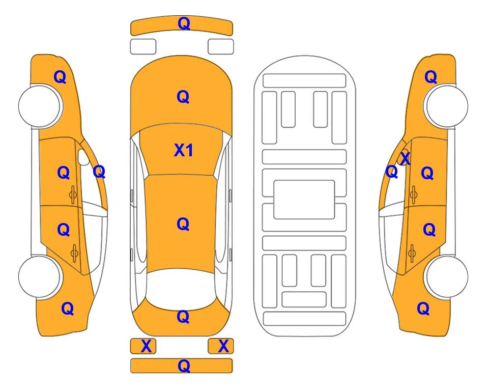 Схема кузова с отметками аукциона Lotte Auto Auction
