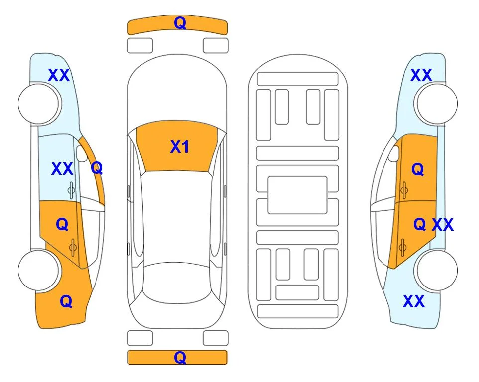 Схема кузова с отметками аукциона Lotte Auto Auction