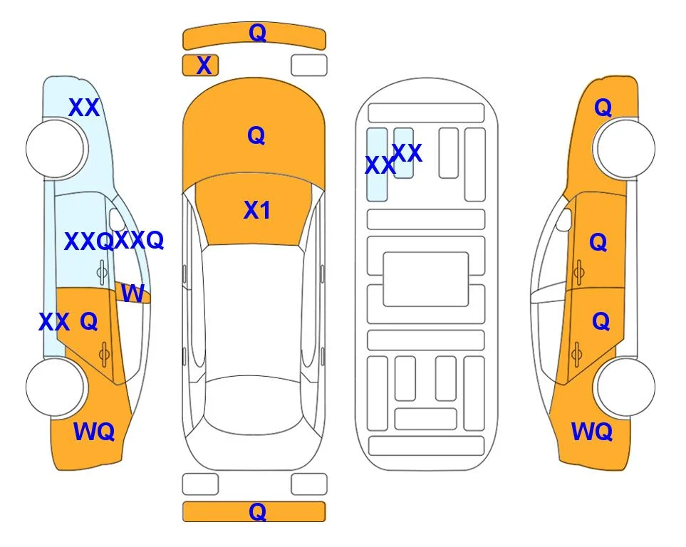 Схема кузова с отметками аукциона Lotte Auto Auction