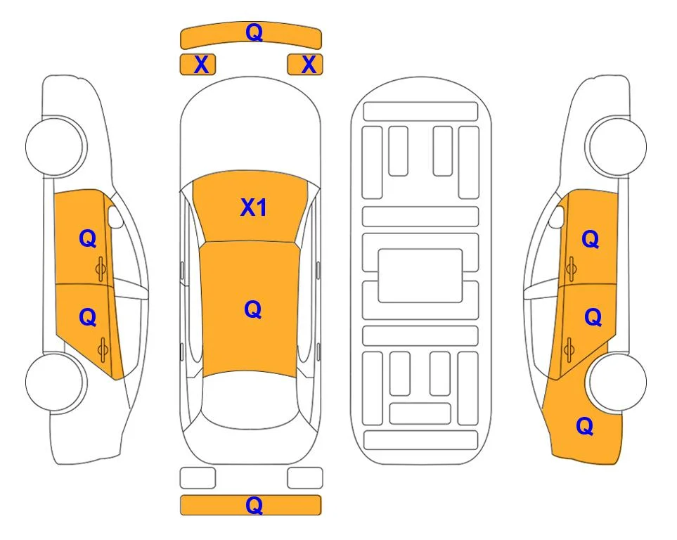 Схема кузова с отметками аукциона Lotte Auto Auction