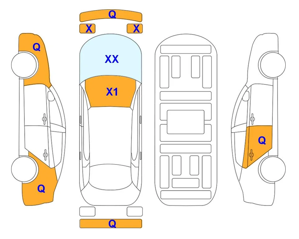 Схема кузова с отметками аукциона Lotte Auto Auction
