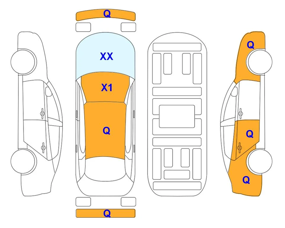 Body diagram with the marks of Lotte Auto Auction