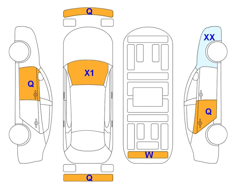 Схема кузова с отметками аукциона Lotte Auto Auction
