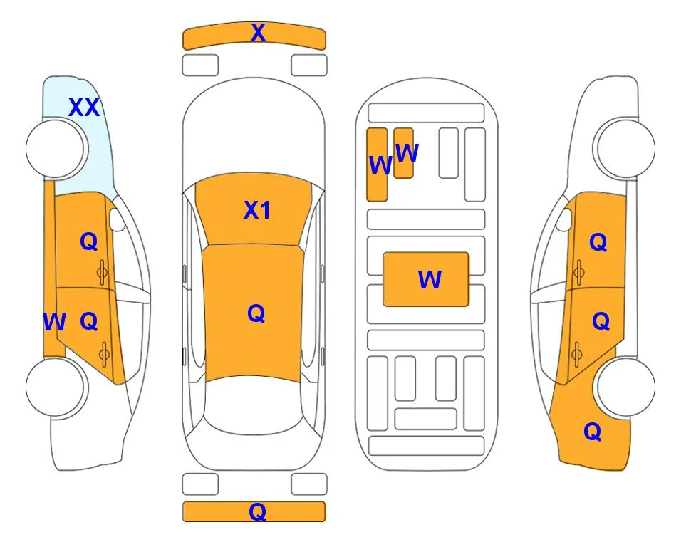 Схема кузова с отметками аукциона Lotte Auto Auction