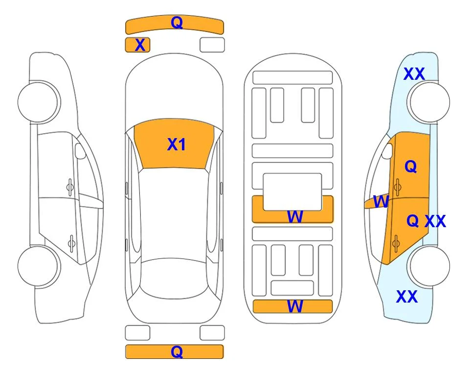 Схема кузова с отметками аукциона Lotte Auto Auction
