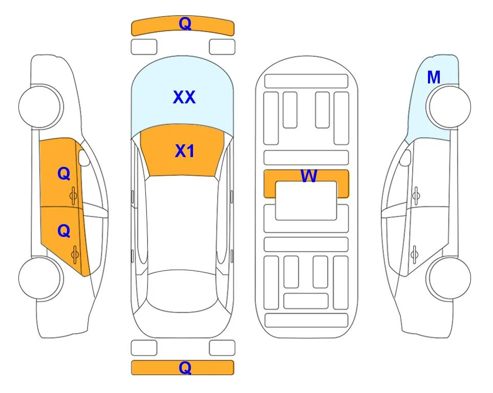 Схема кузова с отметками аукциона Lotte Auto Auction