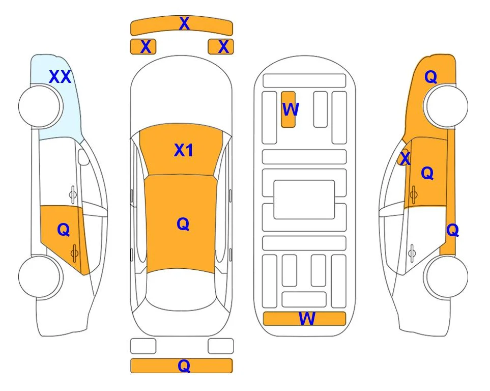 Схема кузова с отметками аукциона Lotte Auto Auction