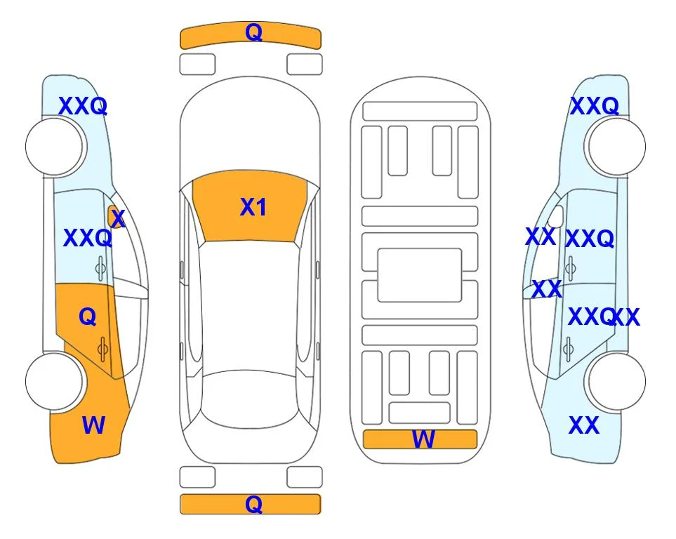 Схема кузова с отметками аукциона Lotte Auto Auction