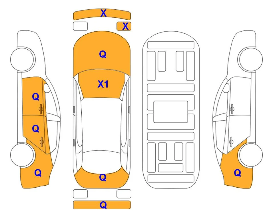 Схема кузова с отметками аукциона Lotte Auto Auction