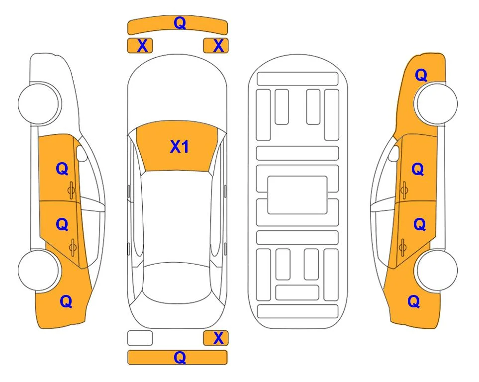 Схема кузова с отметками аукциона Lotte Auto Auction