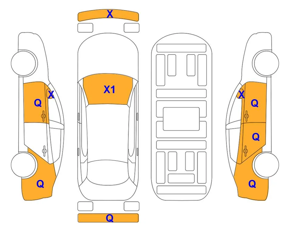 Схема кузова с отметками аукциона Lotte Auto Auction