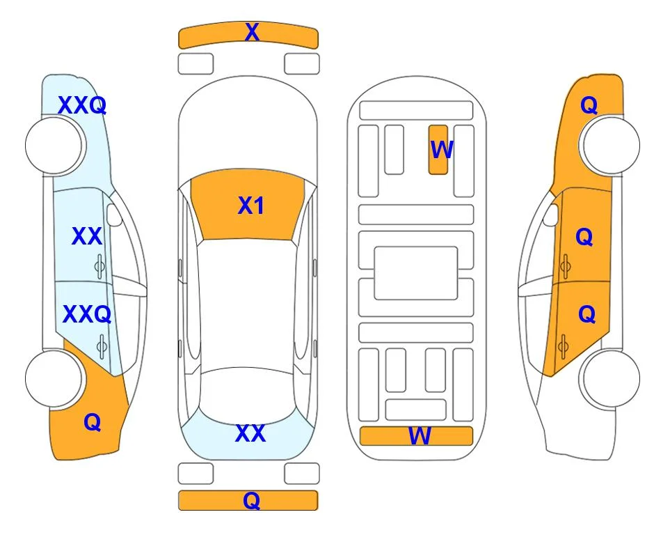 Схема кузова с отметками аукциона Lotte Auto Auction