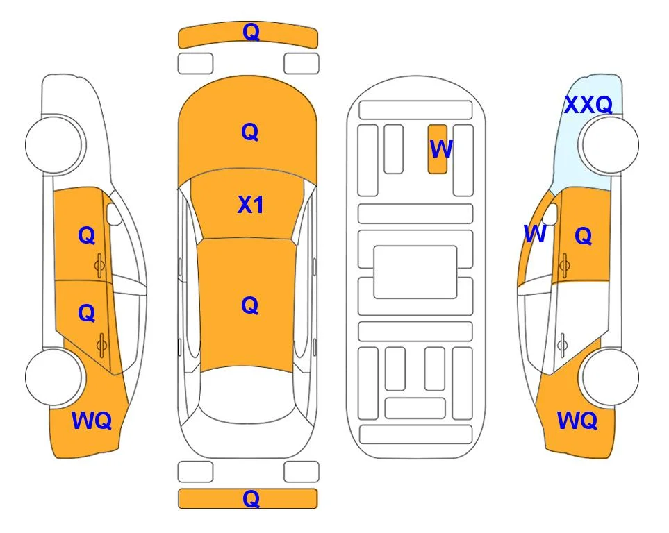 Схема кузова с отметками аукциона Lotte Auto Auction