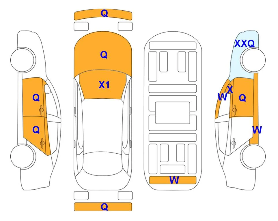 Схема кузова с отметками аукциона Lotte Auto Auction