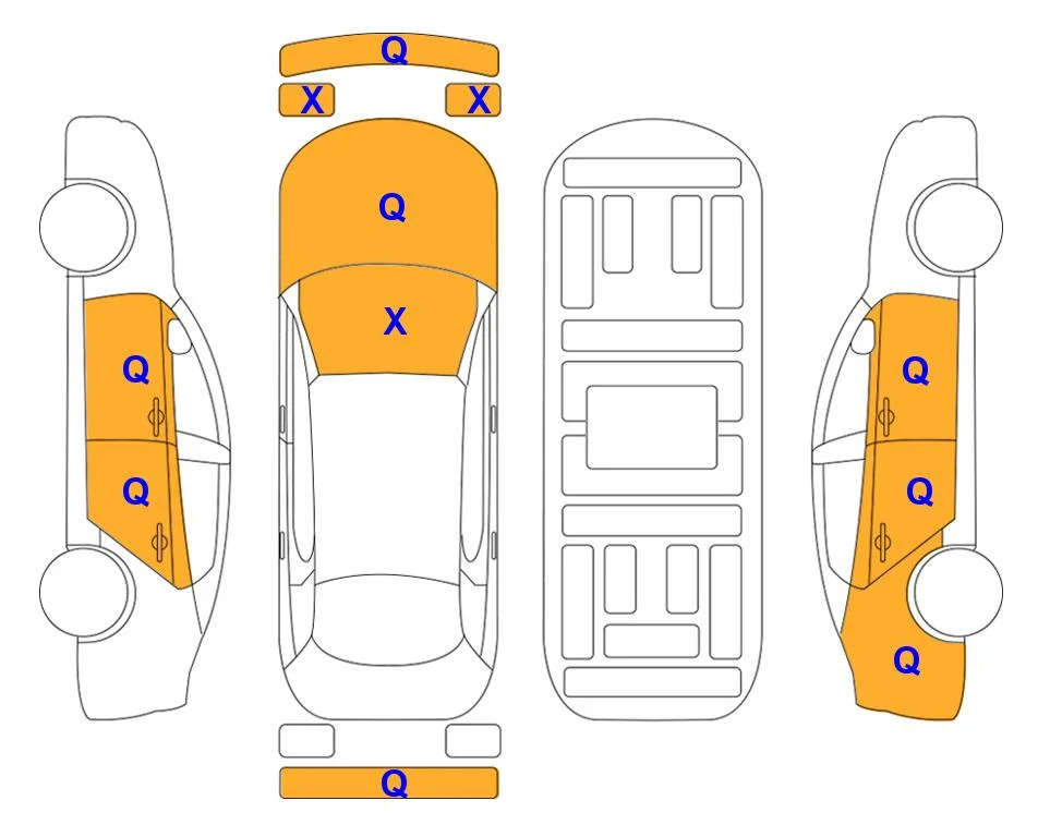 Схема кузова с отметками аукциона Lotte Auto Auction